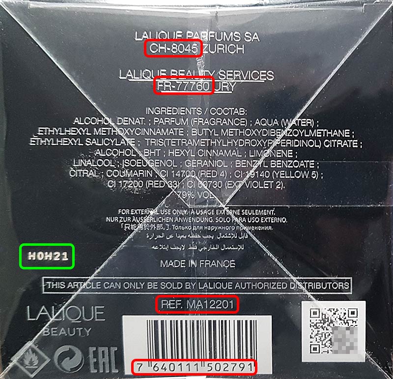 Lalique batch code decoder check cosmetics production date