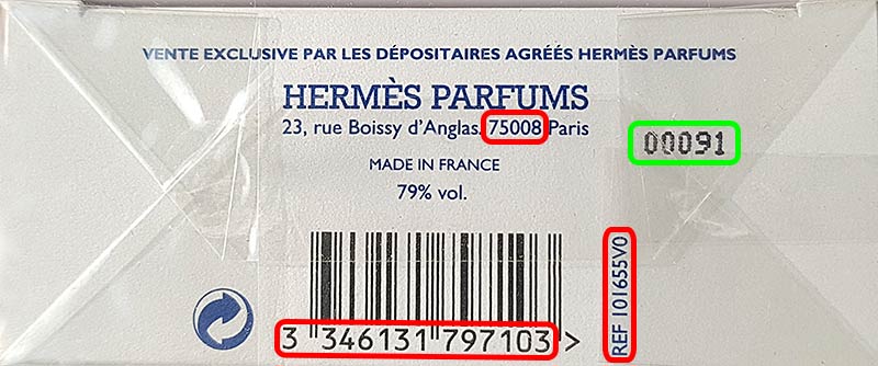 Cnp Hermès Parfums batch code