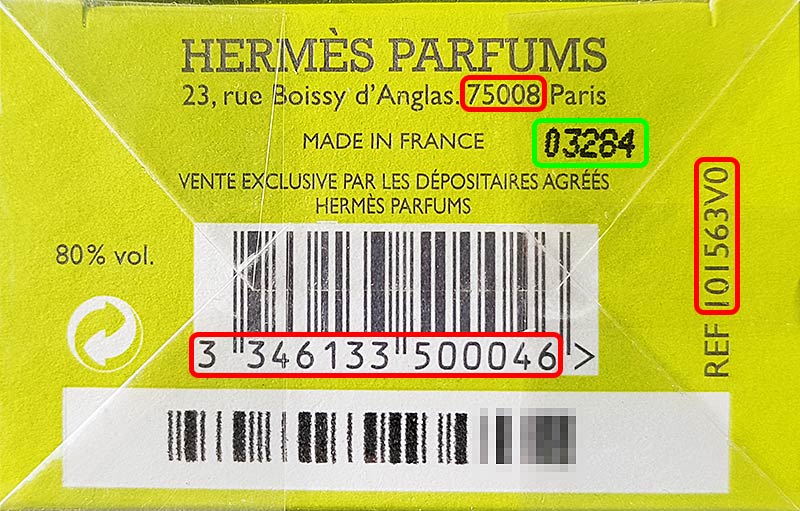 Κωδικός παρτίδας Cnp Hermès Parfums