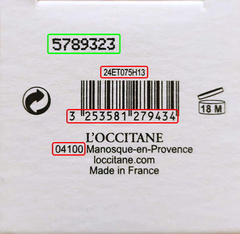 Kód šarže L’Occitane International SA