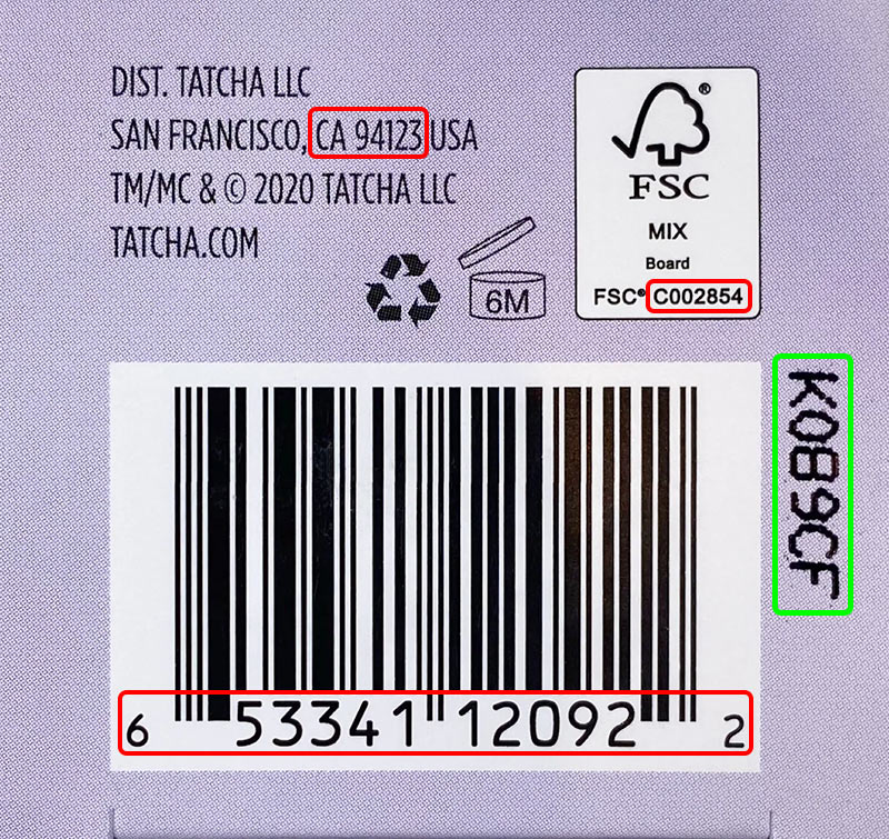 Tatcha, LLC batch code