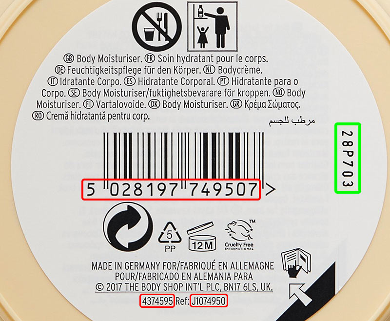 The Body Shop batch code decoder, check cosmetics production date